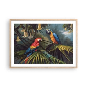 Plakat i ramme af lyst egetræ - Romantik i troperne - 70x50 cm