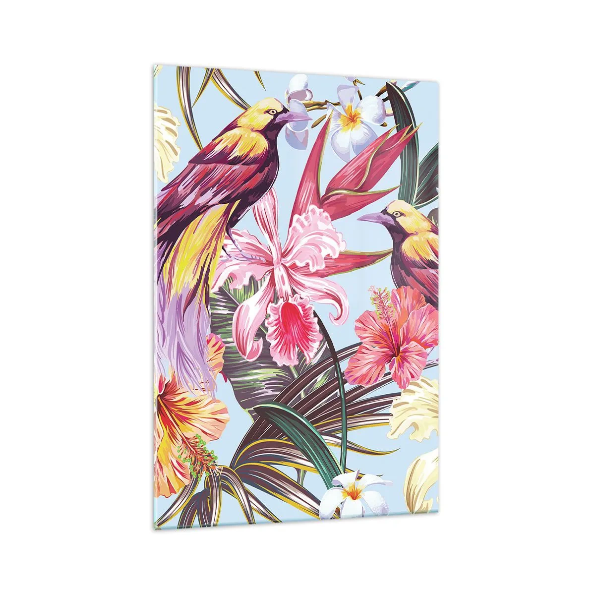 Billede på glas - Kronblade og fjer - 70x100 cm