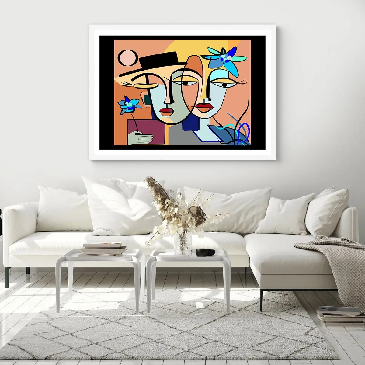 Plakat i hvid ramme - Picassos randez vous - 70x50 cm