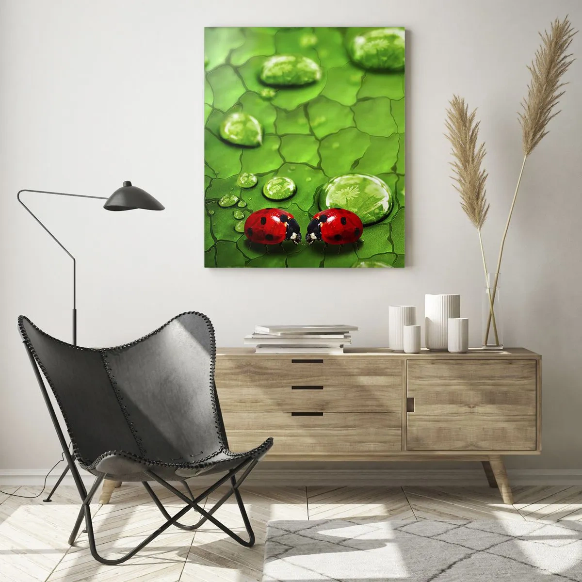 Billede på glas - Møde i det grønne - 70x100 cm