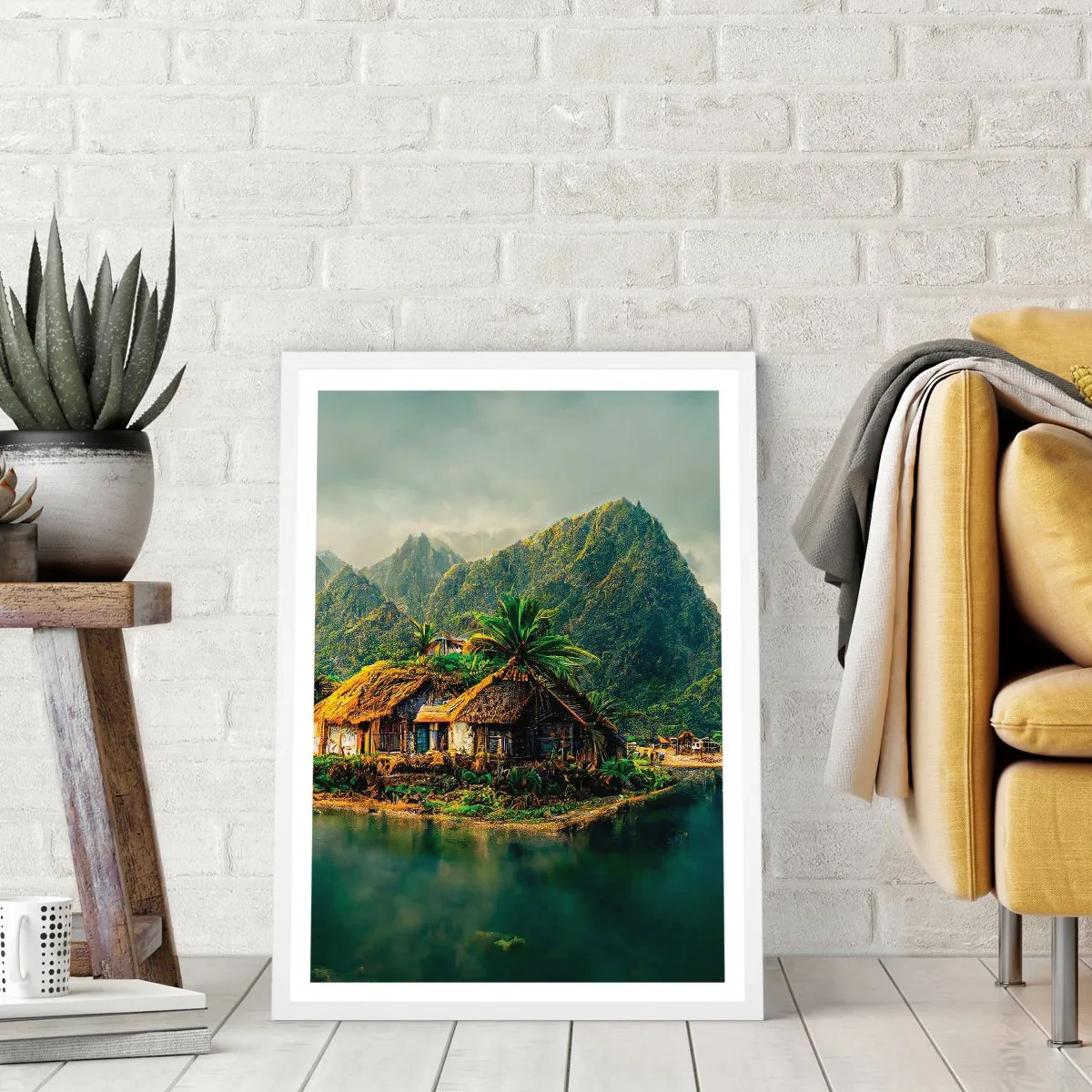 Plakat i hvid ramme - Tropisk paradis - 50x70 cm