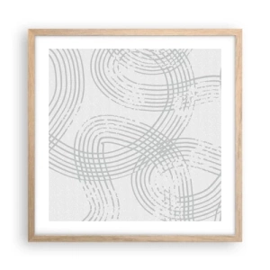 Plakat i ramme af lyst egetræ - Der er ingen lige vej - 50x50 cm