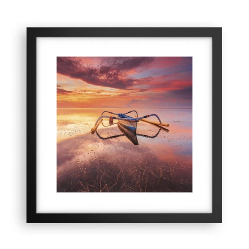 Plakat i sort ramme - Roen ved en tropisk aften - 30x30 cm