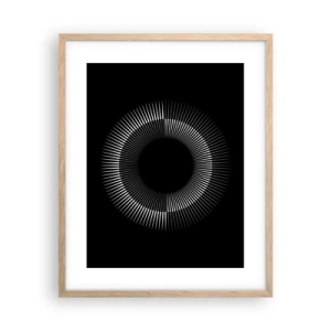 Plakat i ramme af lyst egetræ - Sort sol - 40x50 cm