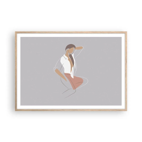 Plakat i ramme af lyst egetræ - Omrids af nåde - 100x70 cm