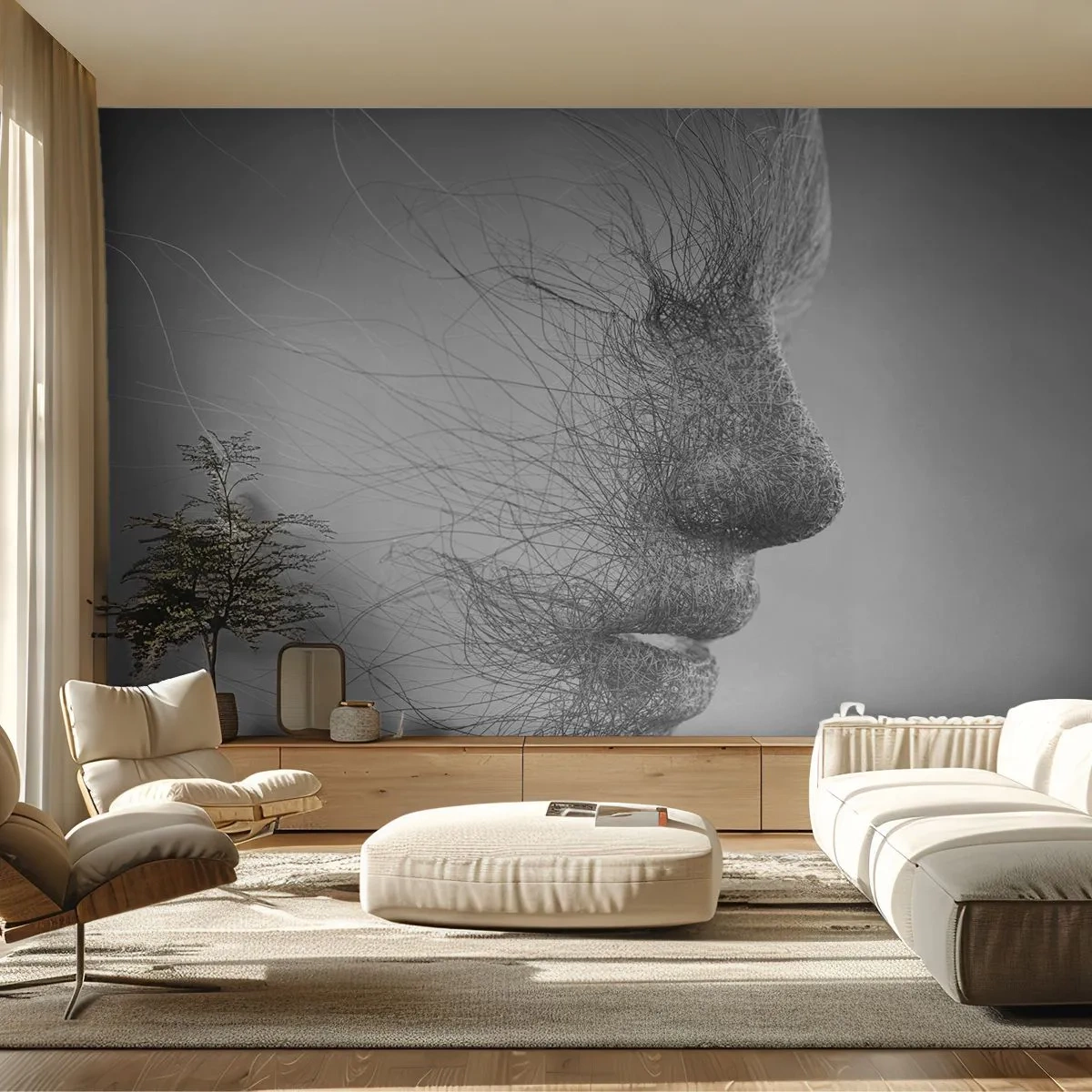 Fototapet Standard Eco - Vindens ånd - Abstraktion, Kvindens ansigt, Grafik - 200x140 cm