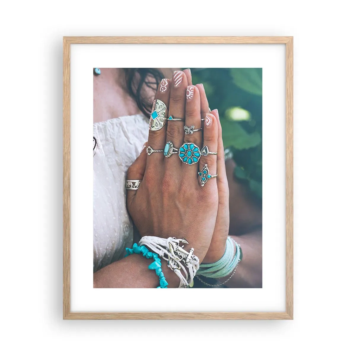 Plakat i ramme af lyst egetræ - Velkommen til værens centrum - 40x50 cm