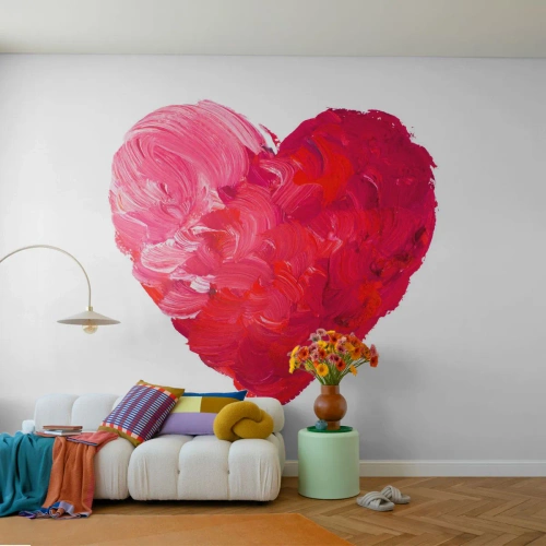 Fototapet Premium Canvas - All you need is love - Abstraktion, Rødt Hjerte, Symbol på kærlighed - 450x315 cm