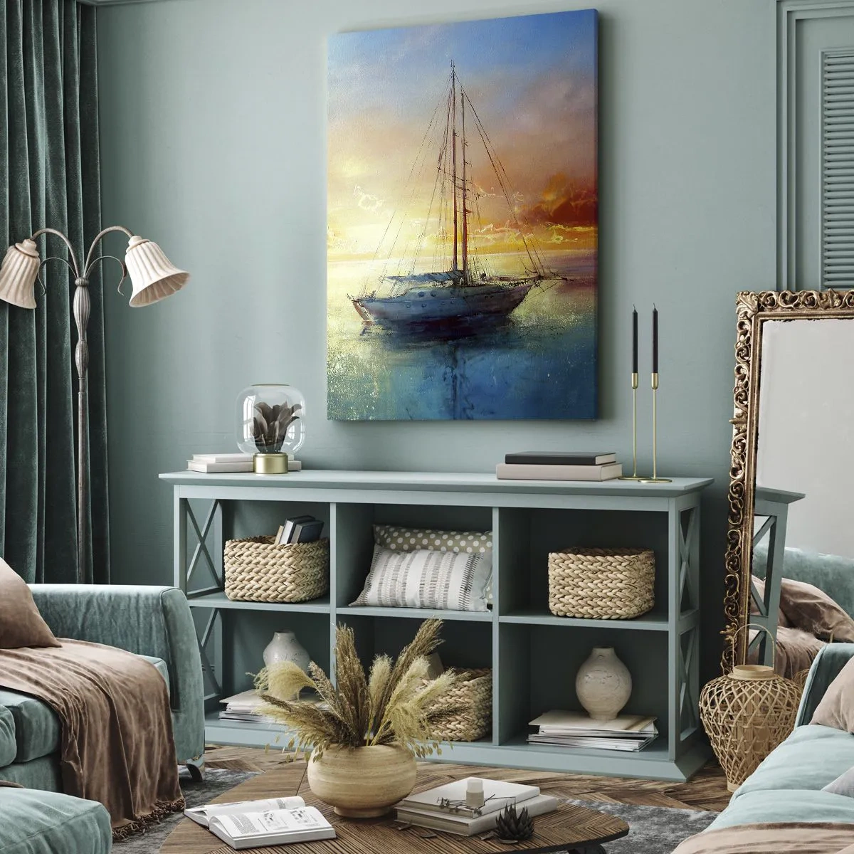 Lærredstryk - Billede på lærred - I en gylden bugt - 50x70 cm