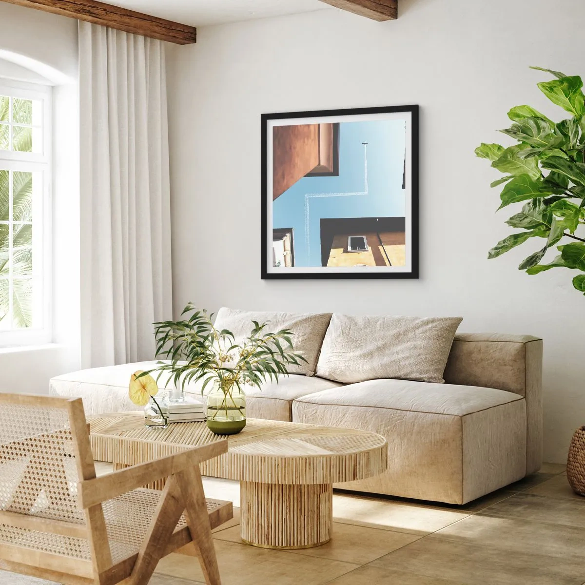 Plakat i sort ramme - Over den urbane labyrint - 40x40 cm