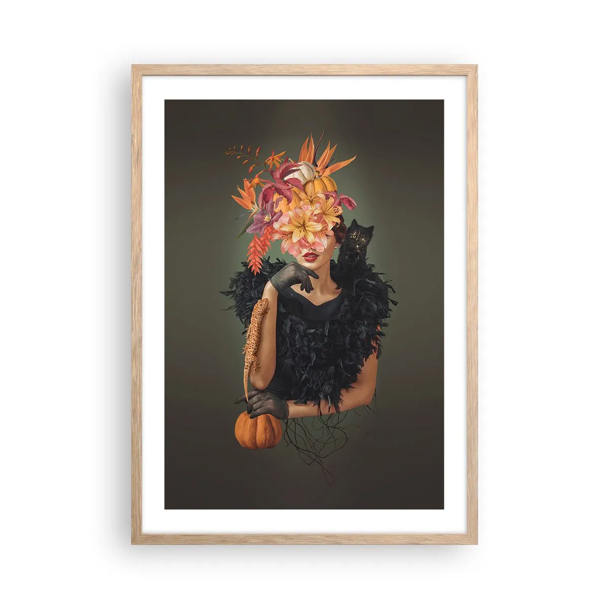 Plakat i ramme af lyst egetræ - Heksens fortryllelse - 50x70 cm