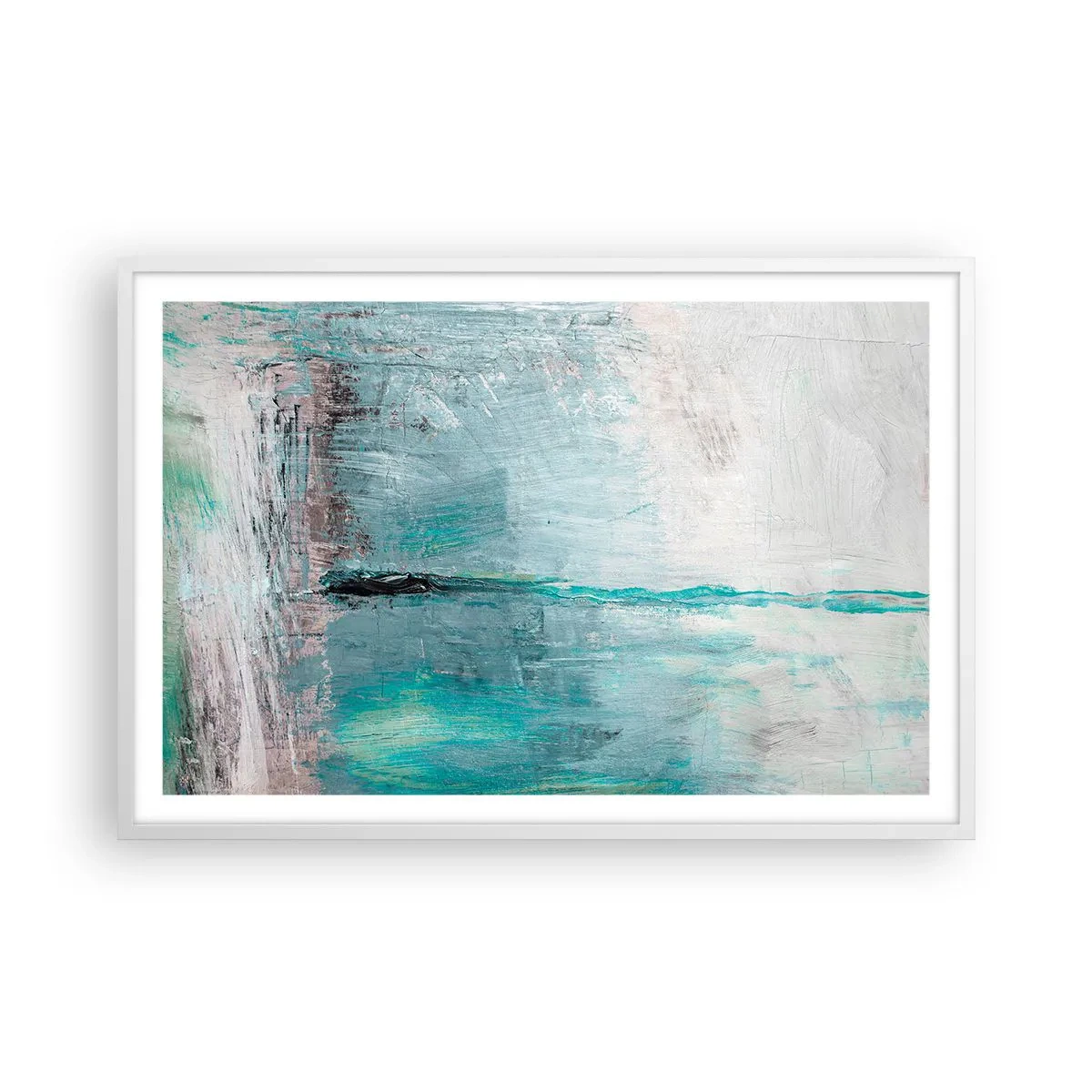 Plakat i hvid ramme - Horisontalt med blå farve - 91x61 cm