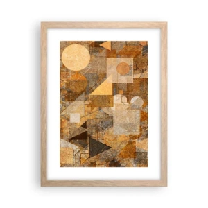 Plakat i ramme af lyst egetræ - Kubistisk bronzeundersøgelse - 30x40 cm