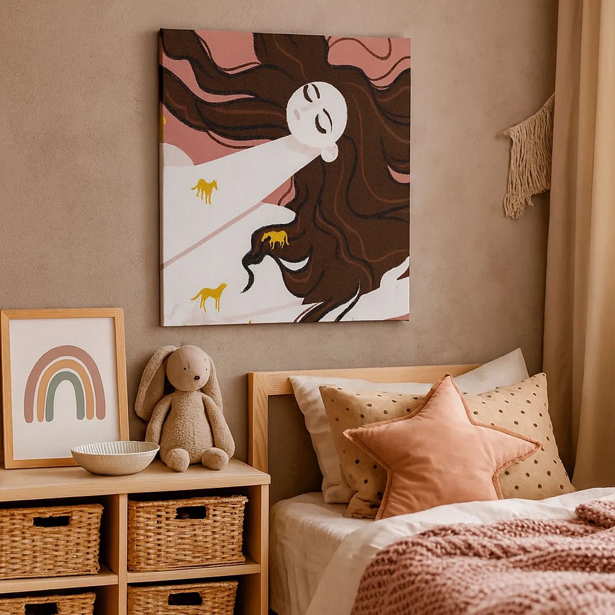 Lærredstryk - Billede på lærred - Drøm om en gylden hest - 30x30 cm