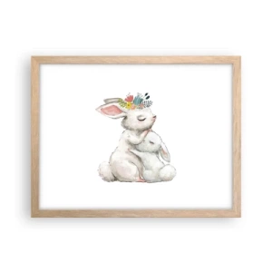 Plakat i ramme af lyst egetræ - Der er intet sted som hos mor - 40x30 cm