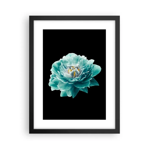 Plakat i sort ramme - Blå og gyldne kronblade - 30x40 cm