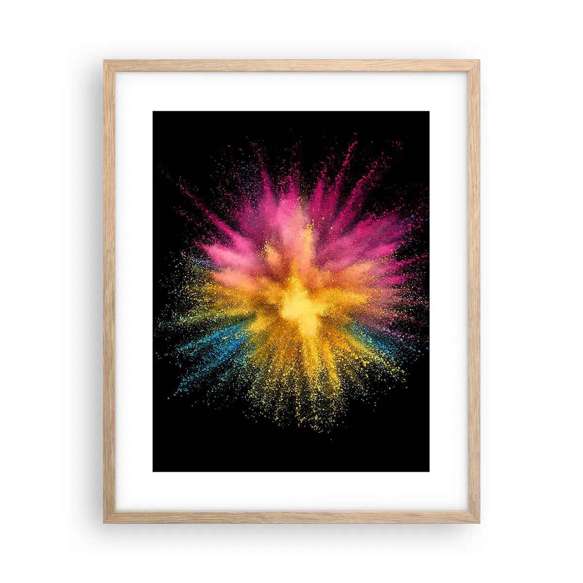 Plakat i ramme af lyst egetræ - Farvernes fødsel  - 40x50 cm