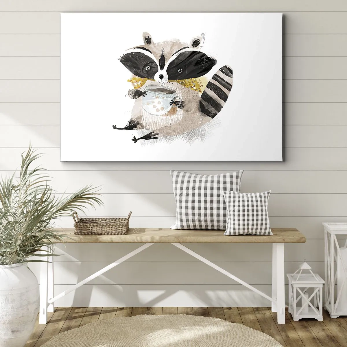 Lærredstryk - Billede på lærred - Min ven vaskebjørnen - 120x80 cm