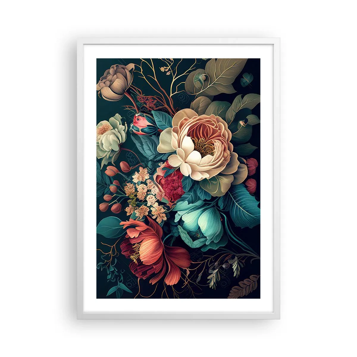 Plakat i hvid ramme - Charme fra det 19. århundrede - 50x70 cm