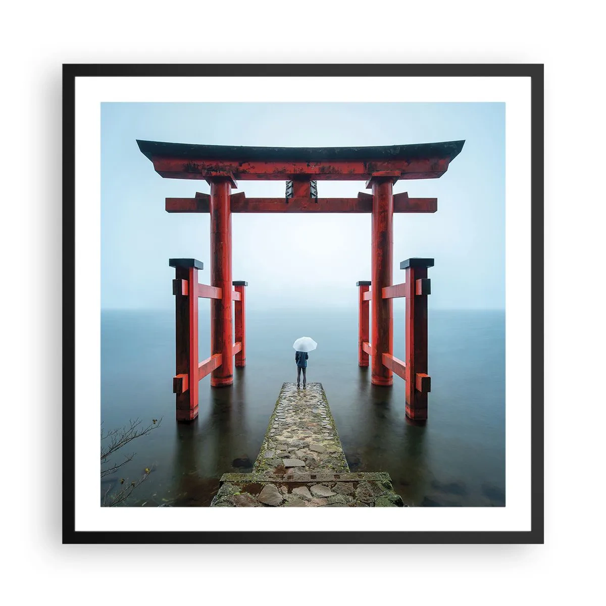 Plakat i sort ramme - Japansk drømmeri - 60x60 cm