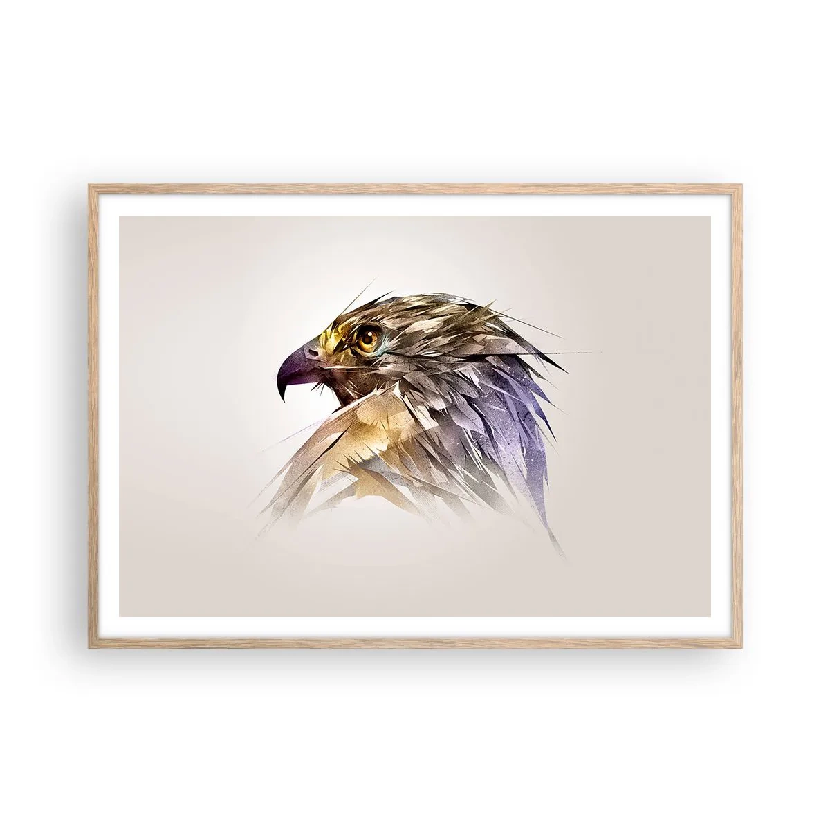 Plakat i ramme af lyst egetræ - Portræt af en kriger - 100x70 cm