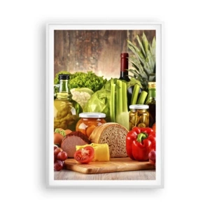 Plakat i hvid ramme - Røget, ristet, marineret - 70x100 cm