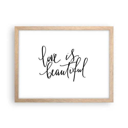 Plakat i ramme af lyst egetræ - Læs og gentag - 40x30 cm