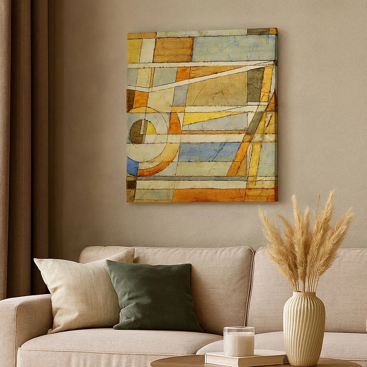 Lærredstryk - Billede på lærred - Kubisme på en byggeplads - 30x30 cm