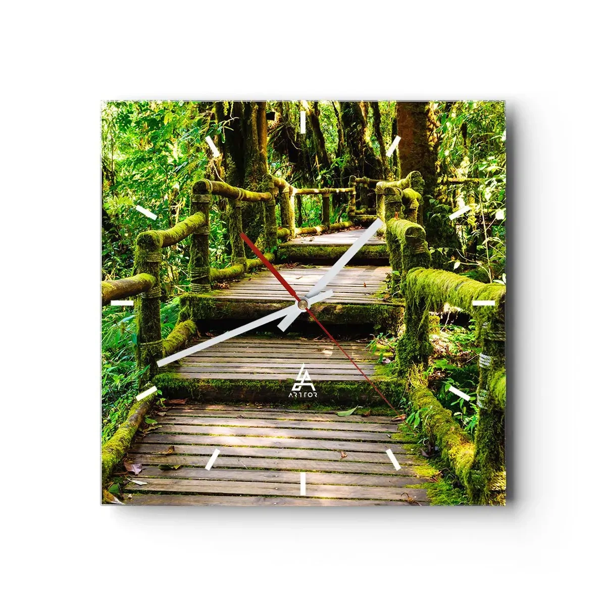 Vægur, Uret - En korridor af grønt - 40x40 cm