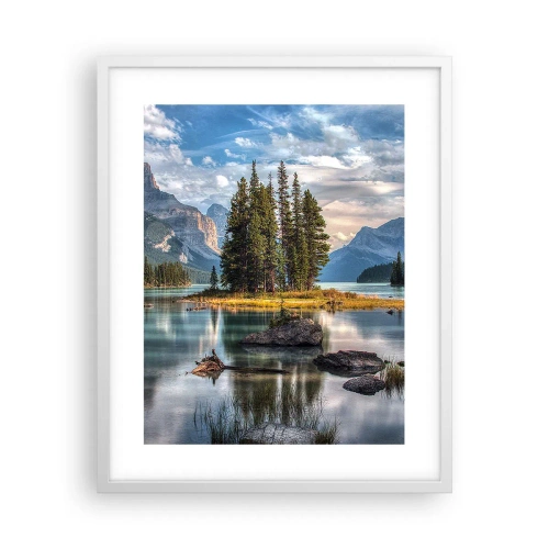 Plakat i hvid ramme - Over store og klare vande… - 40x50 cm