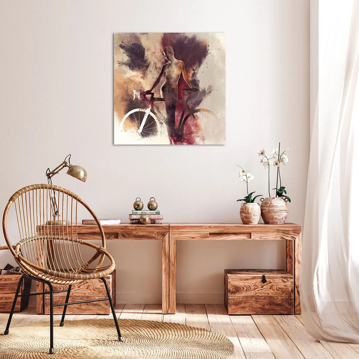 Lærredstryk - Billede på lærred - I marmor former den cyklende sjæl - 40x40 cm