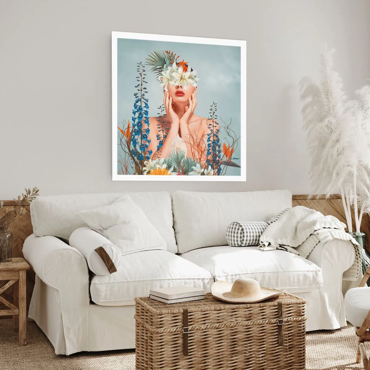 Plakat - Kvinde blomst - 50x50 cm