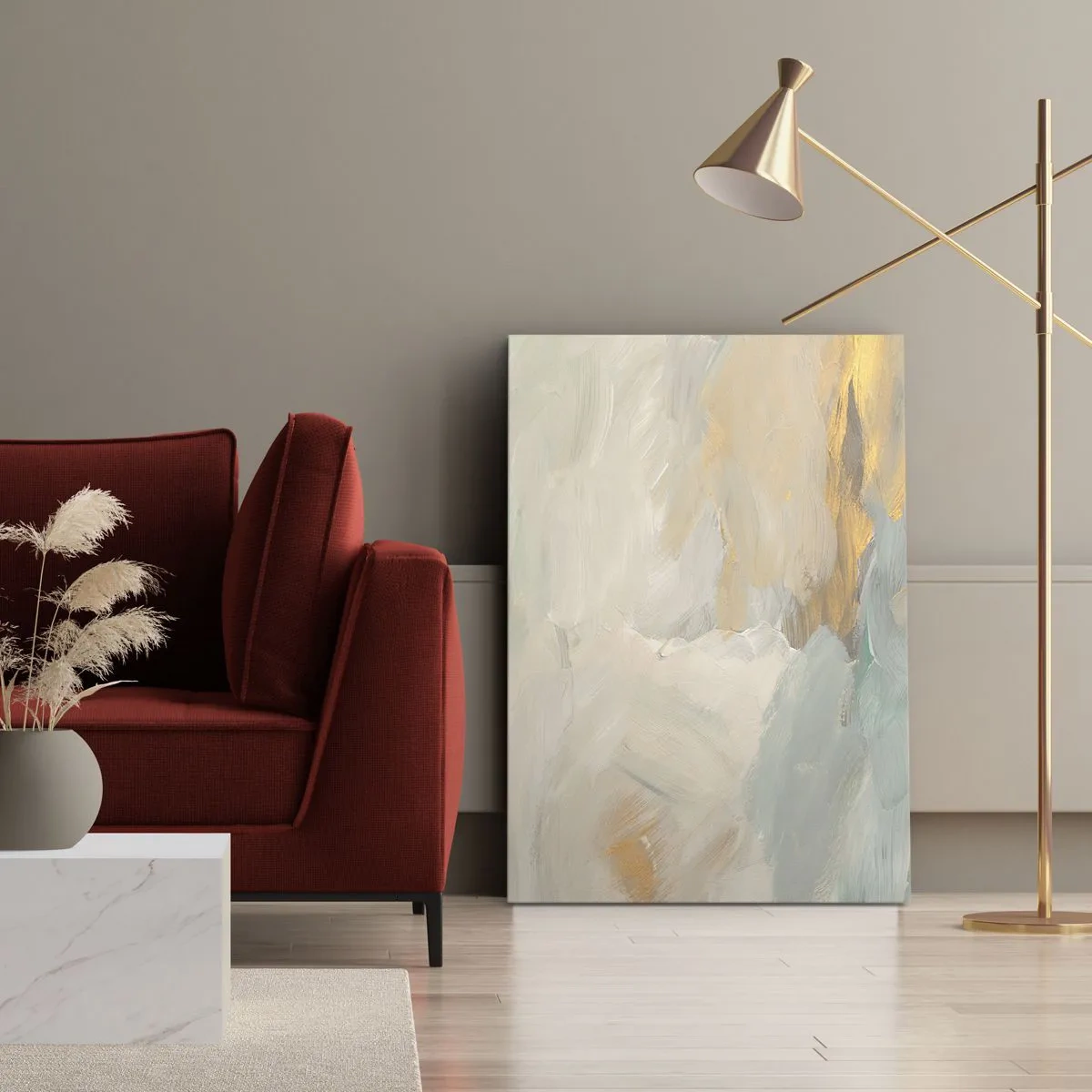 Lærredstryk - Billede på lærred - Abstraktion - blidhedens land - 65x120 cm