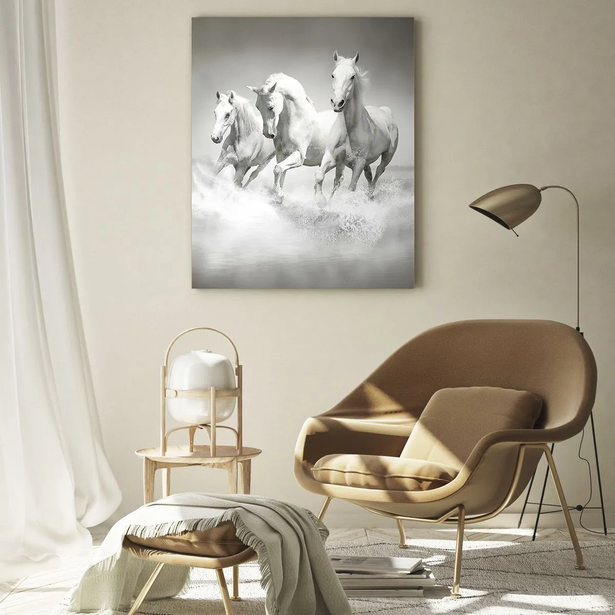 Billede på glas - Hvid galskab - 50x70 cm
