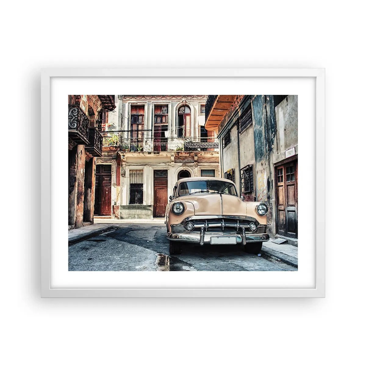 Plakat i hvid ramme - Siesta i Havana - 50x40 cm
