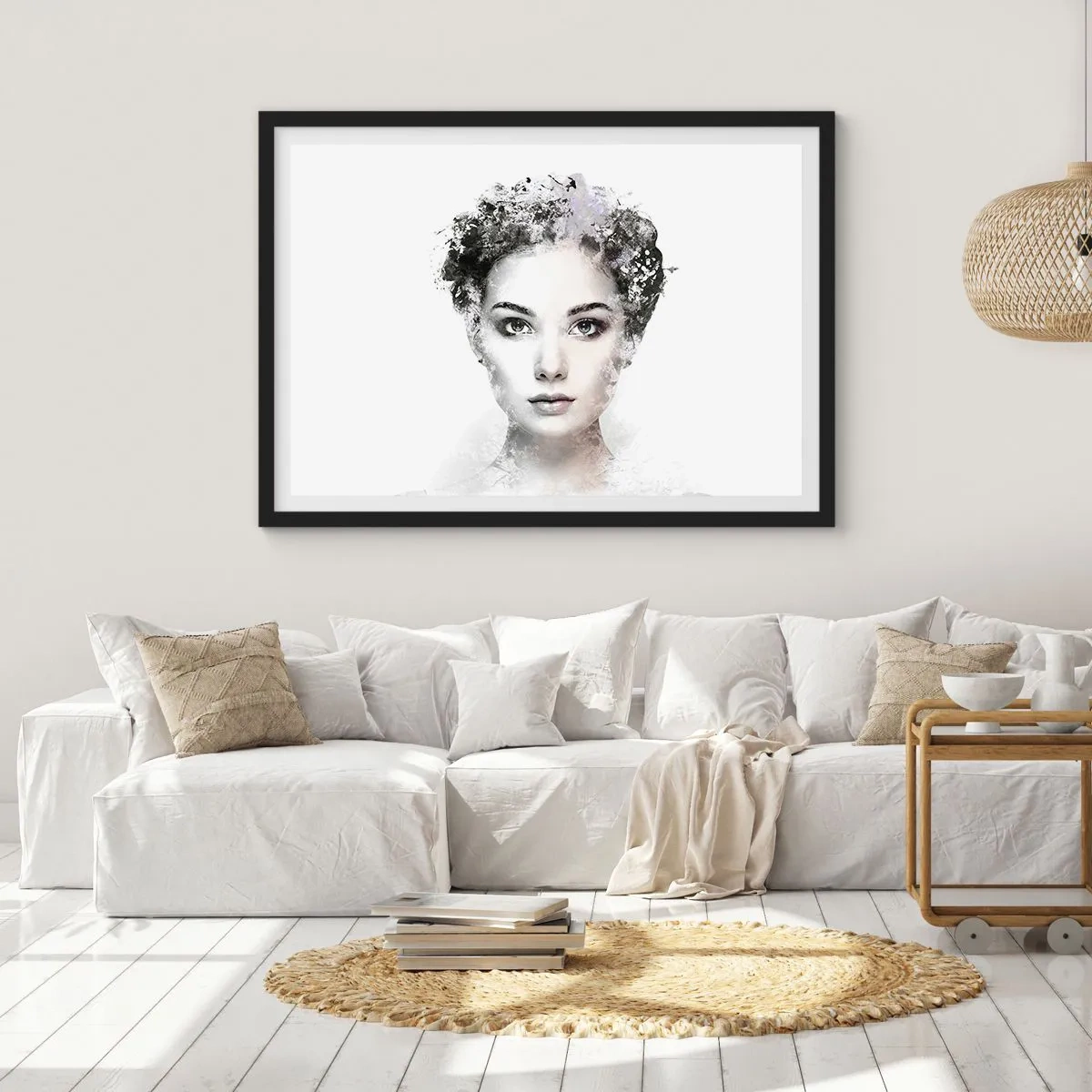 Plakat i sort ramme - Et meget stilfuldt portræt - 70x50 cm