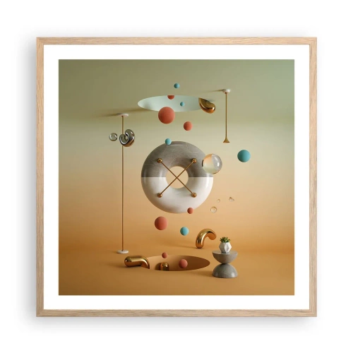 Plakat i ramme af lyst egetræ - Alt kan ske - 60x60 cm