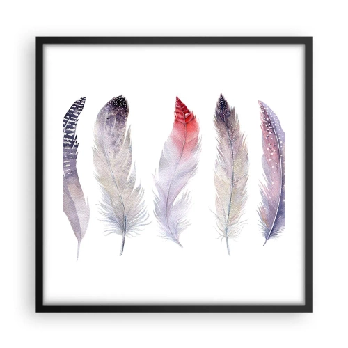 Plakat i sort ramme - Delikat som en flerfarvet tåge - 50x50 cm