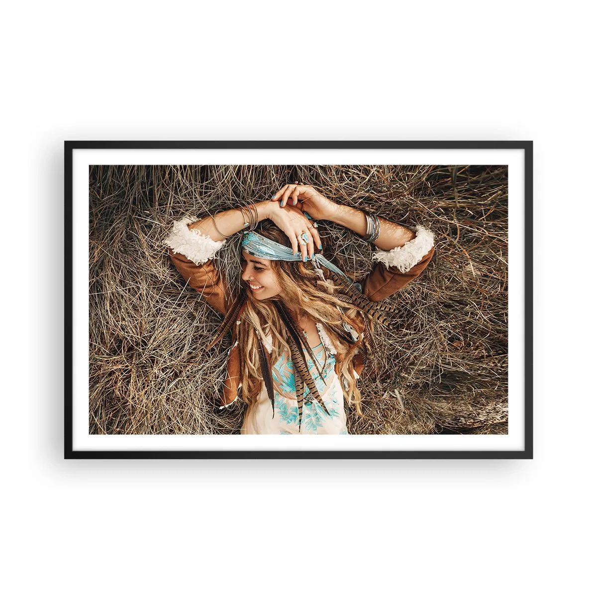 Plakat i sort ramme - På vej til kærlighedens sommer - 91x61 cm