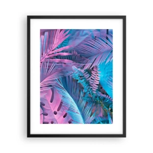 Plakat i sort ramme - Troperne i lyserød og blå - 40x50 cm