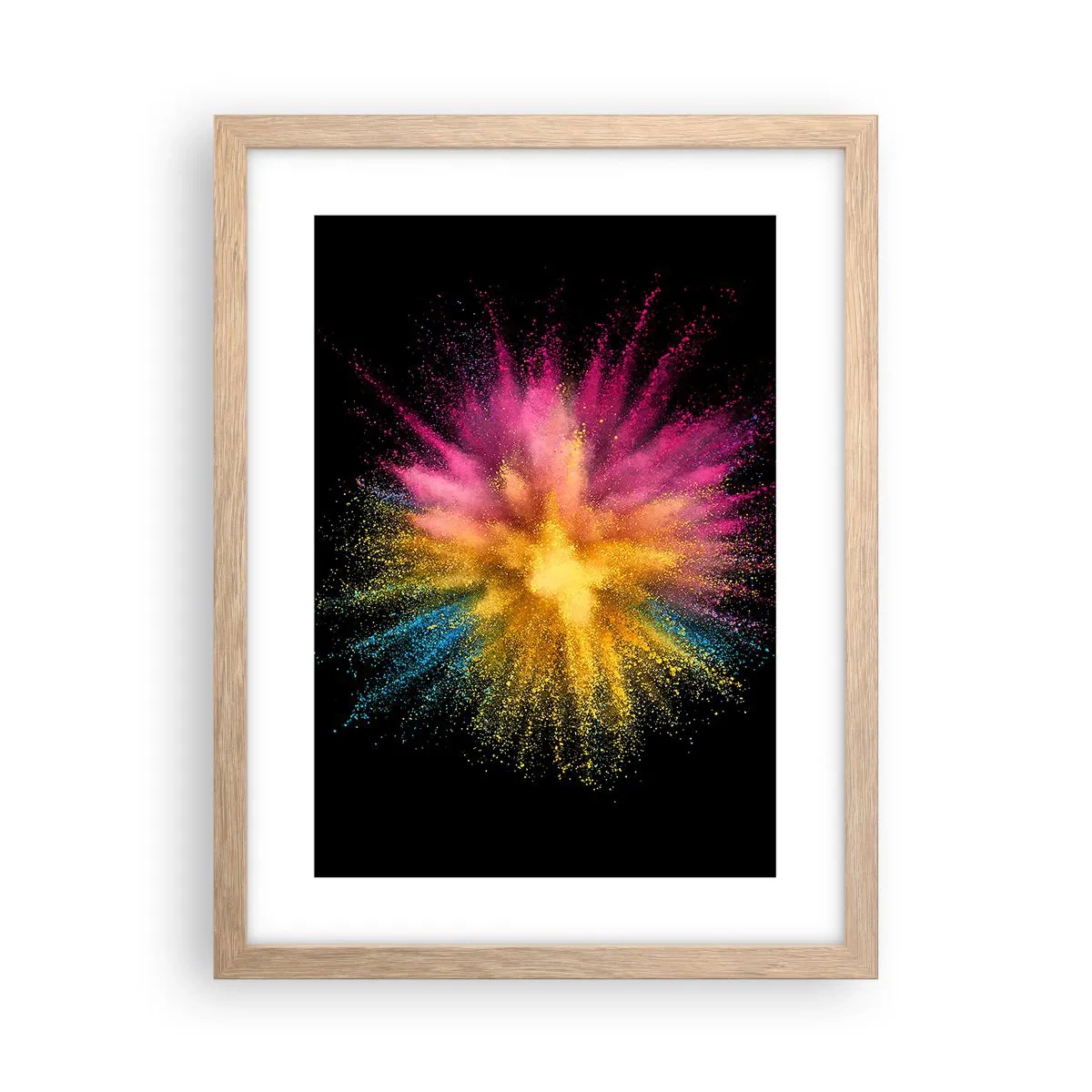 Plakat i ramme af lyst egetræ - Farvernes fødsel  - 30x40 cm