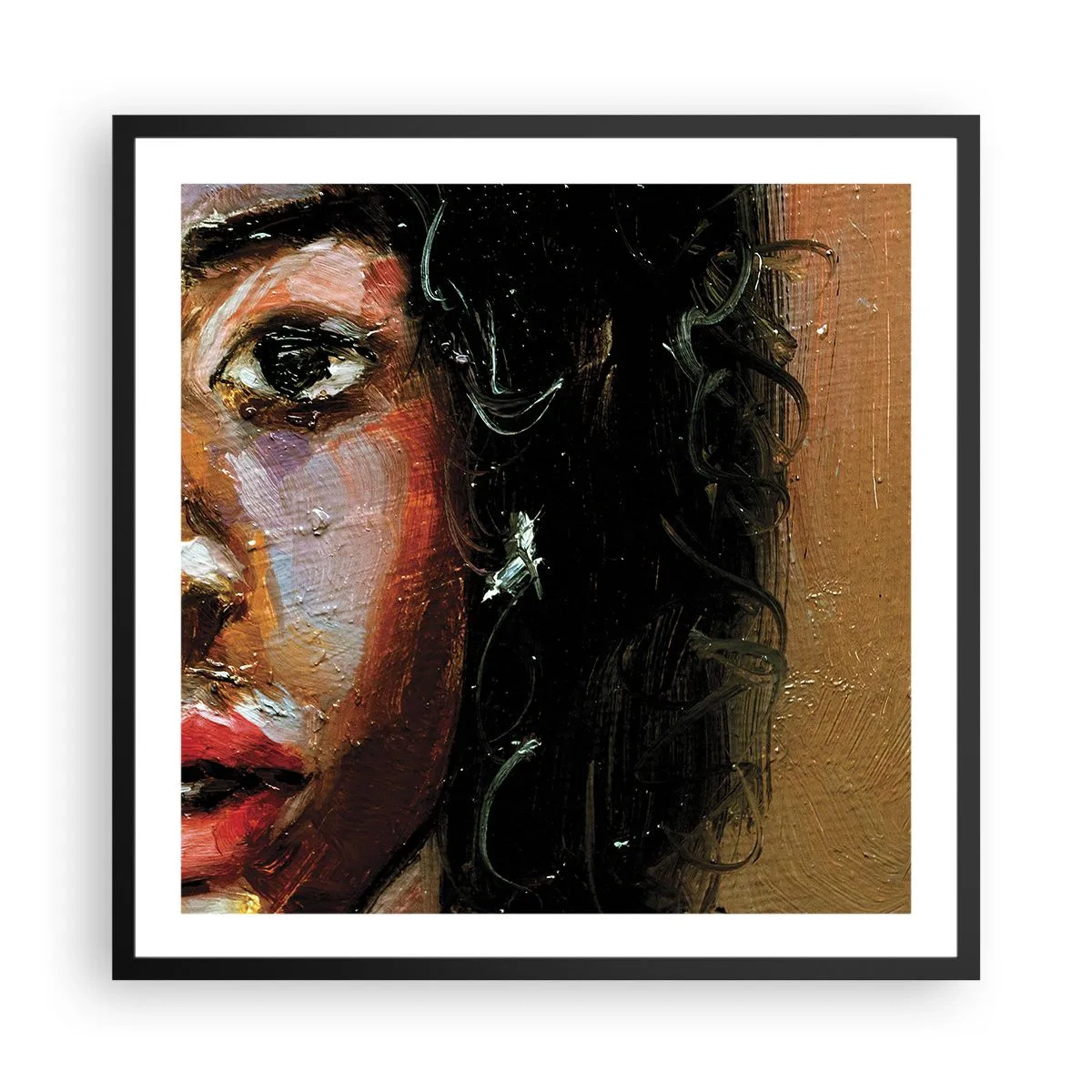 Plakat i sort ramme - Sort og glitter - 60x60 cm
