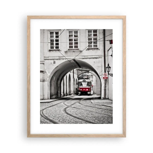 Plakat i ramme af lyst egetræ - Gennem byens labyrint - 40x50 cm