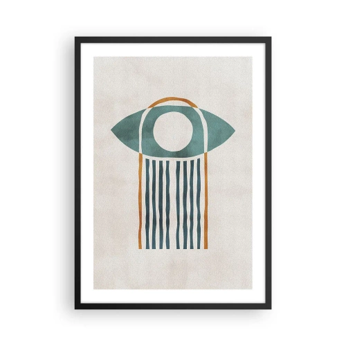 Plakat i sort ramme - Minimalistisk boho øjesymbol - 50x70cm - Tegn og ritualer - Moderne vægdekoration til stue og soveværelse ARTTOR