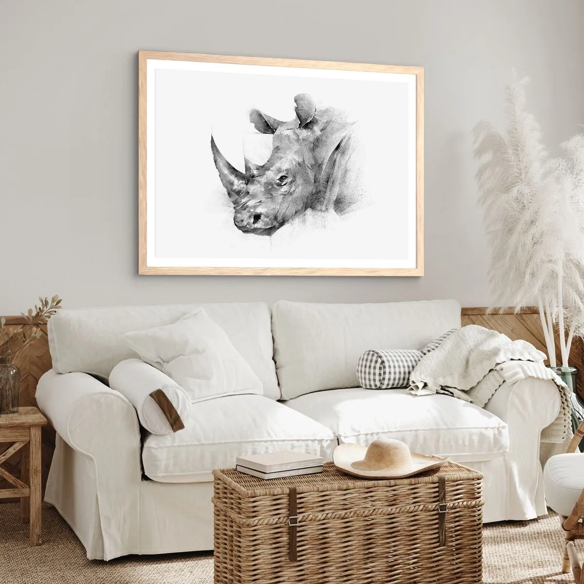 Plakat i ramme af lyst egetræ - Afrikansk portræt - 70x50 cm