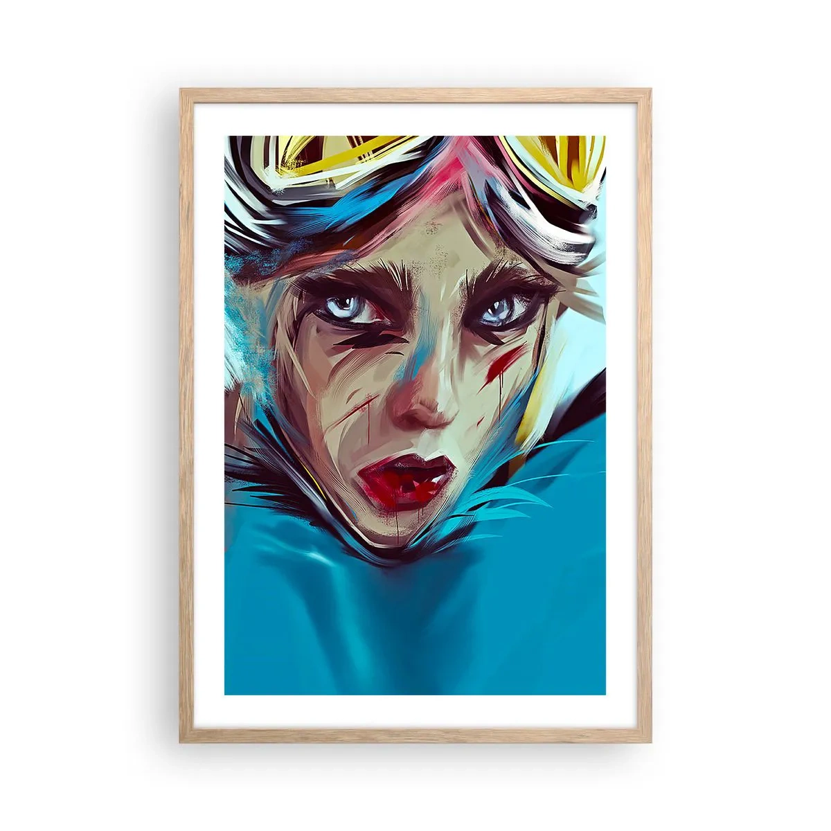 Plakat i ramme af lyst egetræ - Vejkriger - 50x70 cm