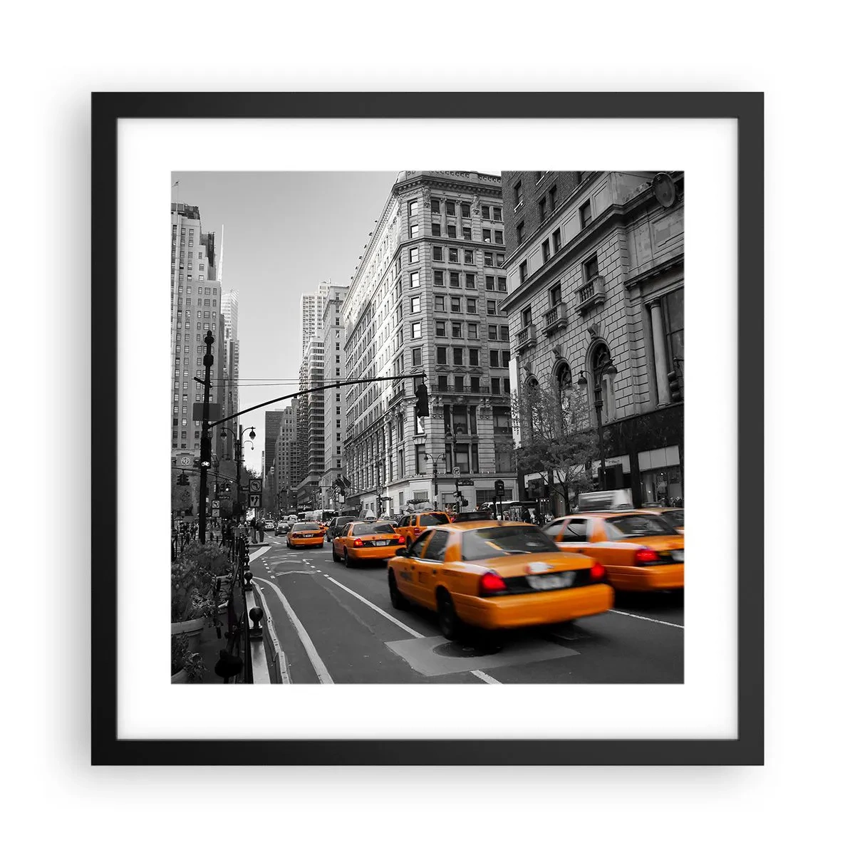 Plakat i sort ramme - Storbyens sol - 40x40 cm