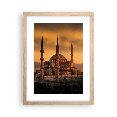 Plakat i ramme af lyst egetræ - Gud er stor - 30x40 cm