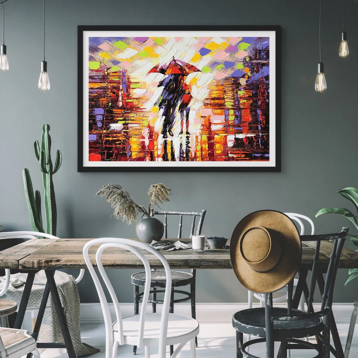 Plakat i sort ramme - Sammen gennem natten og regnen - 70x50 cm