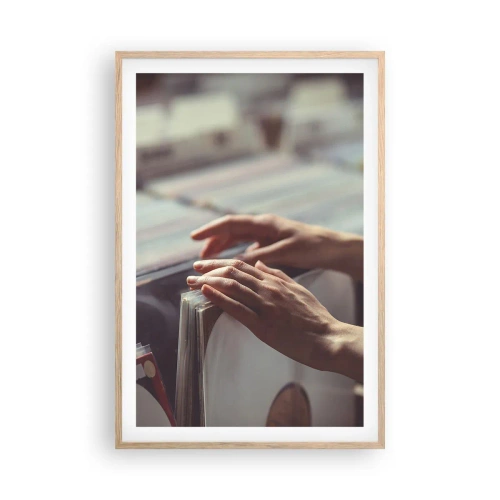 Plakat i ramme af lyst egetræ - På jagt efter følelser - 61x91 cm